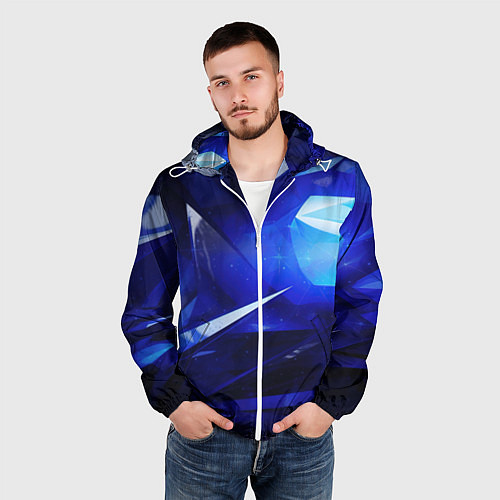 Мужская ветровка Black and blue abstract background sport style / 3D-Белый – фото 3