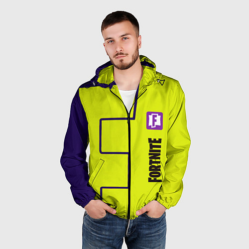 Мужская ветровка Fortnite logo yellow game / 3D-Черный – фото 3