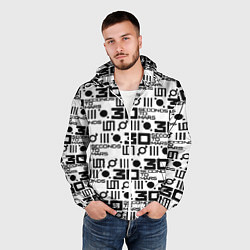 Ветровка с капюшоном мужская Thirty Seconds to Mars pattern rock, цвет: 3D-белый — фото 2