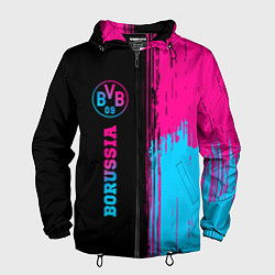 Ветровка с капюшоном мужская Borussia - neon gradient по-вертикали, цвет: 3D-черный