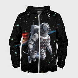 Ветровка с капюшоном мужская The dalmatian brave cosmonaut - ai art, цвет: 3D-белый