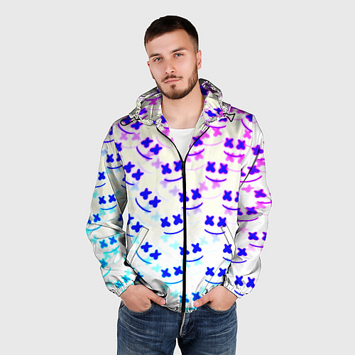 Мужская ветровка Marshmello pattern neon / 3D-Черный – фото 3