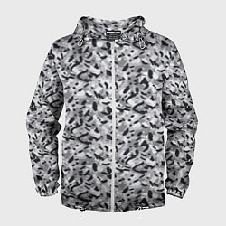 Ветровка с капюшоном мужская Пикселированный городской серый камуфляж, цвет: 3D-белый