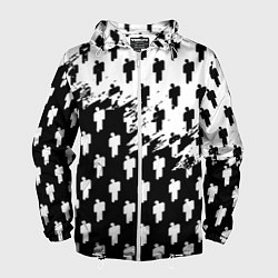 Ветровка с капюшоном мужская Billie Eilish pattern black, цвет: 3D-белый
