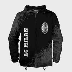 Ветровка с капюшоном мужская AC Milan sport на темном фоне вертикально, цвет: 3D-черный