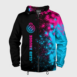 Ветровка с капюшоном мужская Club Brugge - neon gradient по-вертикали, цвет: 3D-черный