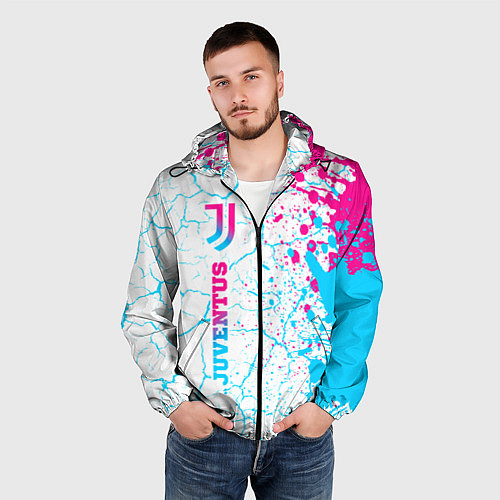 Мужская ветровка Juventus neon gradient style по-вертикали / 3D-Черный – фото 3