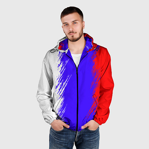 Мужская ветровка Штрихи триколор / 3D-Черный – фото 3