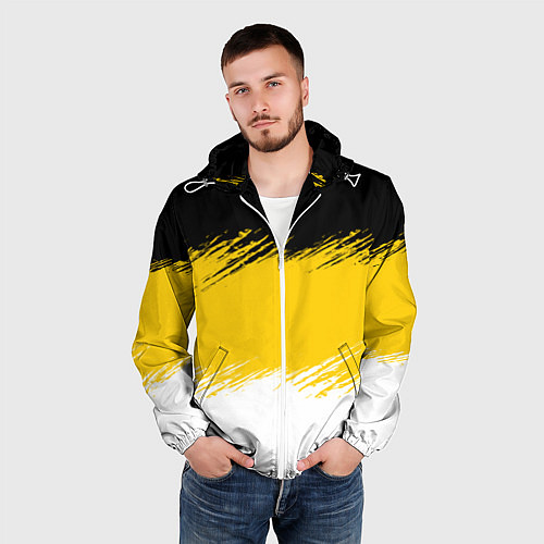 Мужская ветровка Имперский флаг России штриховка / 3D-Белый – фото 3