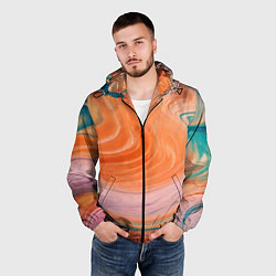 Ветровка с капюшоном мужская Мраморный паттерн, цвет: 3D-черный — фото 2