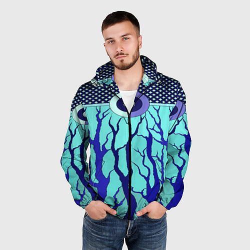 Мужская ветровка Turquoise abstraction / 3D-Черный – фото 3