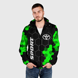 Ветровка с капюшоном мужская Toyota green sport hexagon, цвет: 3D-черный — фото 2