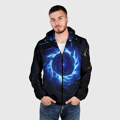 Мужская ветровка Синяя магическая абстракция / 3D-Черный – фото 3