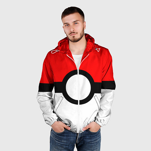 Мужская ветровка Pokeball texture / 3D-Белый – фото 3