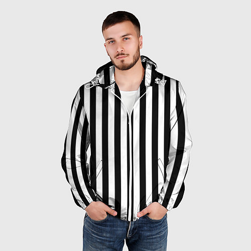 Мужская ветровка Вертикальная широкая полоска / 3D-Белый – фото 3