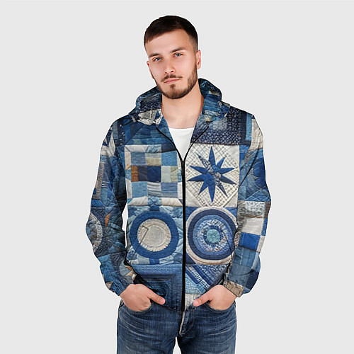 Мужская ветровка Denim patchwork - ai art / 3D-Черный – фото 3