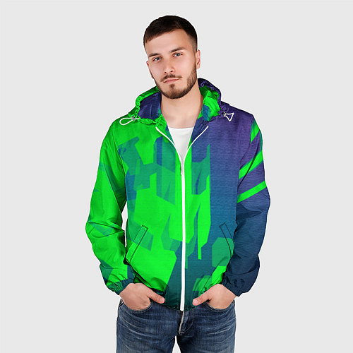 Мужская ветровка Зеленый фиолет / 3D-Белый – фото 3