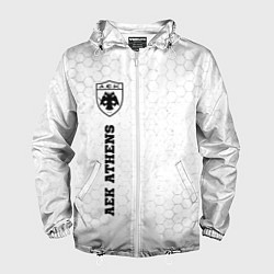 Ветровка с капюшоном мужская AEK Athens sport на светлом фоне по-вертикали, цвет: 3D-белый