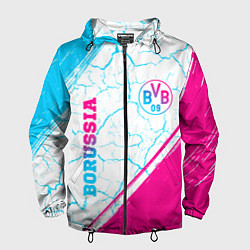 Ветровка с капюшоном мужская Borussia neon gradient style вертикально, цвет: 3D-черный