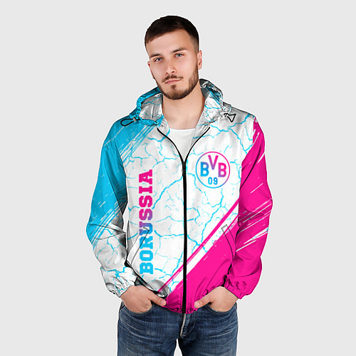 Мужская ветровка Borussia neon gradient style вертикально / 3D-Черный – фото 3