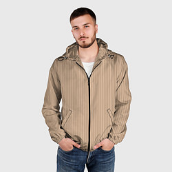 Ветровка с капюшоном мужская Светлый коричневый в полоску, цвет: 3D-черный — фото 2