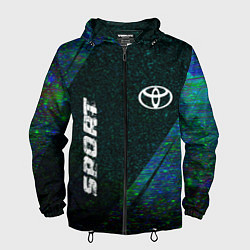 Ветровка с капюшоном мужская Toyota sport glitch blue, цвет: 3D-черный