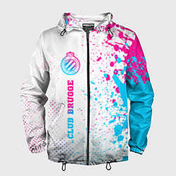 Ветровка с капюшоном мужская Club Brugge neon gradient style по-вертикали, цвет: 3D-черный