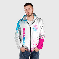 Ветровка с капюшоном мужская Sporting neon gradient style вертикально, цвет: 3D-черный — фото 2