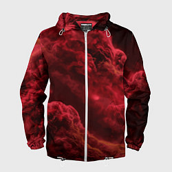 Ветровка с капюшоном мужская Красный густой дым инферно - inferno red, цвет: 3D-белый