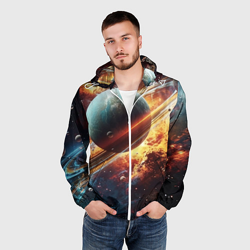 Мужская ветровка Большая планета / 3D-Белый – фото 3