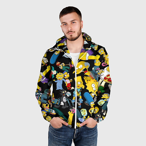 Мужская ветровка Персонажи Симпсонов / 3D-Белый – фото 3