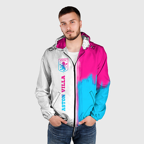 Мужская ветровка Aston Villa neon gradient style по-вертикали / 3D-Черный – фото 3