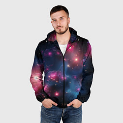 Ветровка с капюшоном мужская Абстрактный космос фантастика, цвет: 3D-черный — фото 2