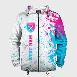 Ветровка с капюшоном мужская West Ham neon gradient style по-вертикали, цвет: 3D-черный