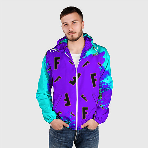 Мужская ветровка Fortnite neon steel colors epic / 3D-Белый – фото 3