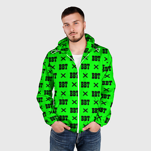 Мужская ветровка BBT logo green steel / 3D-Белый – фото 3