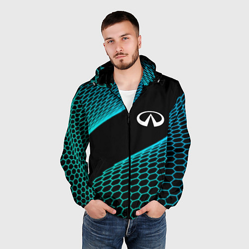 Мужская ветровка Infiniti electro hexagon / 3D-Черный – фото 3