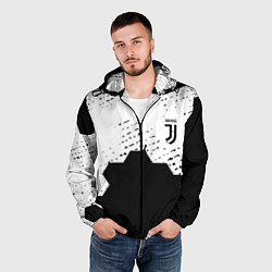 Ветровка с капюшоном мужская Juventus hexagon black sport, цвет: 3D-черный — фото 2