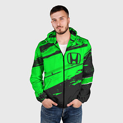 Ветровка с капюшоном мужская Honda sport green, цвет: 3D-черный — фото 2