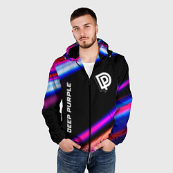 Ветровка с капюшоном мужская Deep Purple neon rock lights, цвет: 3D-черный — фото 2