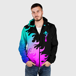 Ветровка с капюшоном мужская Hellsing неоновый огонь, цвет: 3D-черный — фото 2