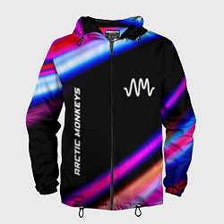Ветровка с капюшоном мужская Arctic Monkeys neon rock lights, цвет: 3D-черный