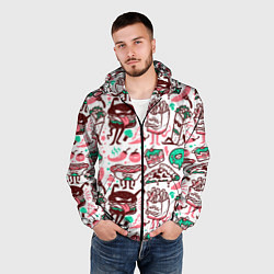 Ветровка с капюшоном мужская Монстры еды, цвет: 3D-черный — фото 2