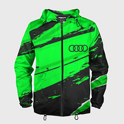 Ветровка с капюшоном мужская Audi sport green, цвет: 3D-черный