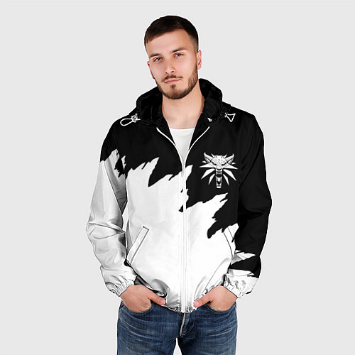 Мужская ветровка Ведьмак белое лого краски / 3D-Белый – фото 3