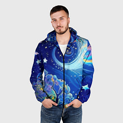 Ветровка с капюшоном мужская Звездный лес, цвет: 3D-черный — фото 2
