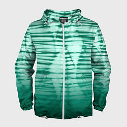 Ветровка с капюшоном мужская Tie-dye green stripes, цвет: 3D-белый