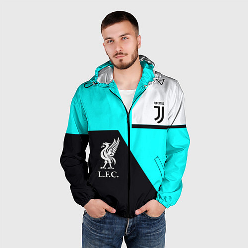 Мужская ветровка Juventus x Liverpool geometry / 3D-Черный – фото 3