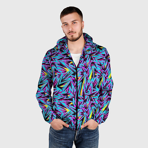 Мужская ветровка Абстрактный узор с геометрической концепцией / 3D-Черный – фото 3