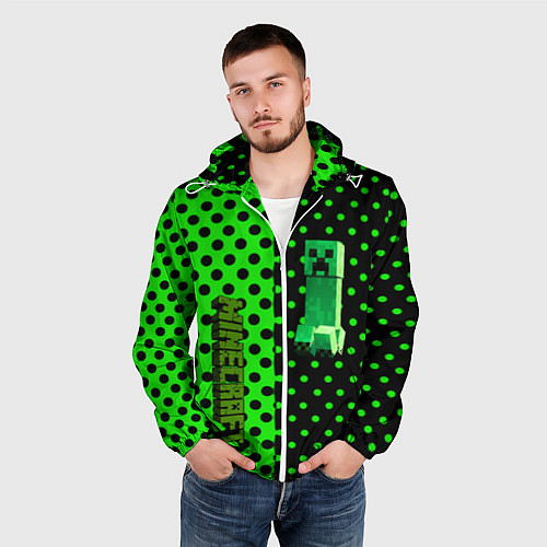 Мужская ветровка Minecraft creeper pattern / 3D-Белый – фото 3